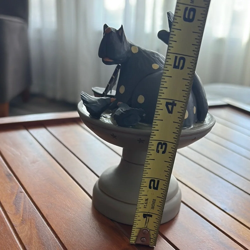 Vtg Williraye Studio WW1317 2000 Cat with Sailboat in Birdbath Folk Art Figurine